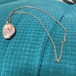 Ladies Necklace White  Mixture Crystalized Stone w/silverAccents & Silver Tone